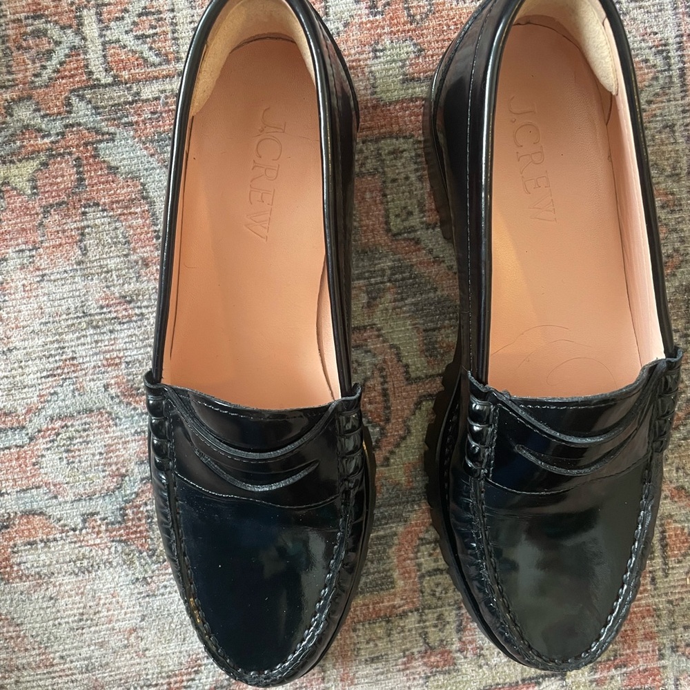 J. Crew Black Patent Leather Penny Loafers - Picture 2 of 8